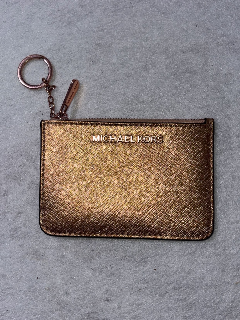 Michael Kors Bronze Metallic Card Holder Keyring